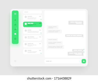 Concept for chat, social media, online messenger kit. Wireframes screens. Dashboard UI and UX Kit design. Use for mobile app or website.