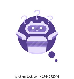 a concept chatbot, AI or robot answering messages or questions. illustration of a robot and chat bubbles. flat style. vector design.