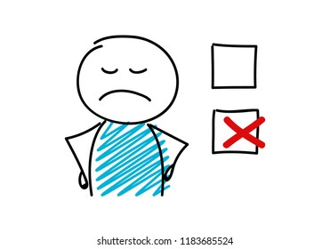 Concept of checkbox with cartoon stickman. Vector.