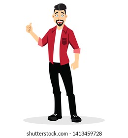 The concept of cheerful youth, positive opinions, respect, recognition, honor and appreciation, flat cartoon vector illustration, agrees.