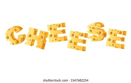 Concept CHEESE word food style letters flat vector illustration on white background