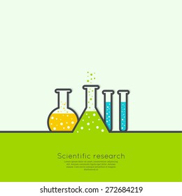 The Concept Of Chemical Science Research Lab Retorts, Beakers, Flasks And Other Equipment. 