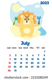 The concept of a children's calendar for 2023 with cute characters on all pages set with adorable animals
