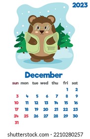 The concept of a children's calendar for 2023 with cute characters on all pages set with adorable animals