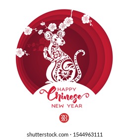 Concept with Chinese New Year symbols. Chinese hieroglyphs means Year of the rat. Vector illustration