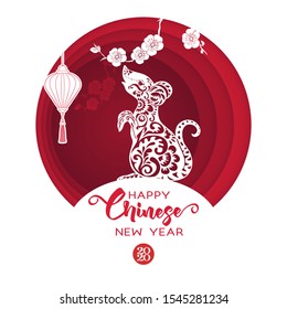 Concept with Chinese New Year symbols. Chinese hieroglyphs means Year of the rat. Vector illustration