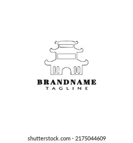 concept chinese temple logo cartoon design icon template black modern isolated vector illustration
