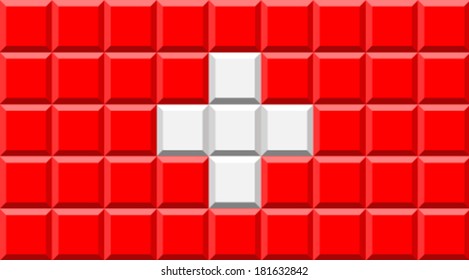 Concept of chocolate and Swiss flag.