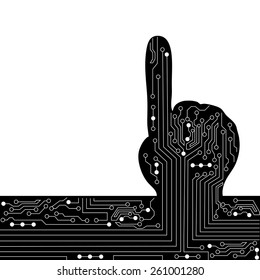 Concept of choice, decision. Circuit abstract hand vector background.