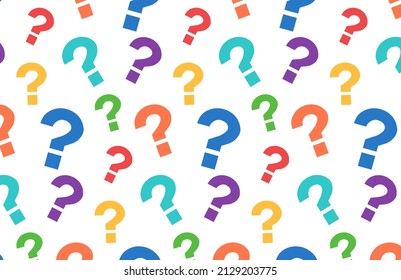 Concept of choice or problem or question or doubt or interrogation. Vector random sign question marks seamless pattern background. Backdrop interrogation. Questionnaire wallpaper. Faq