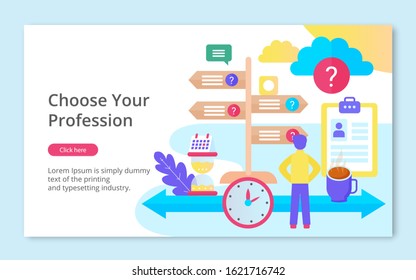Concept of Choose your Profession, modern flat line design vector illustration, for graphic and web design