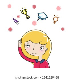 The concept of choosing a future profession or success. kids cartoon illustration, Vector