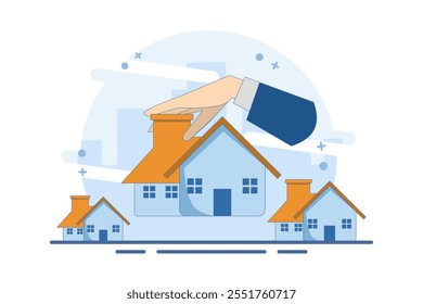 concept of choosing a new home based on budget, income, or lifestyle. think wisely, choose different house variants, Home affordability calculation. Flat vector illustration on background.