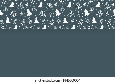 Concept of Christmas background with hand drawn trees. Vector