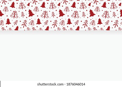 Concept of Christmas background with hand drawn trees. Vector