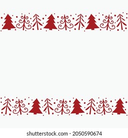 Concepto de fondo navideño con árboles dibujados a mano. Vector
