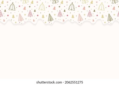 Concept of a Christmas background with hand drawn trees. Vector