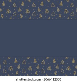 Concepto de fondo navideño con árboles dibujados a mano. Vector