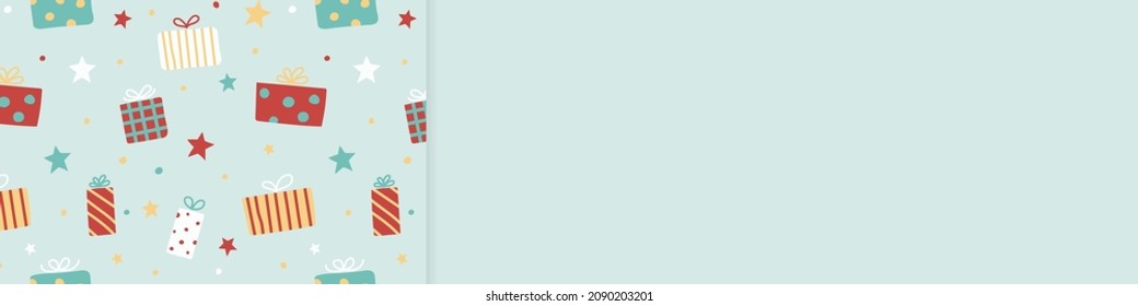 Concept of a Christmas background with hand drawn gift boxes. Vector