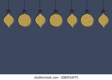 Concept of a Christmas background with hanging hand drawn balls. Vector