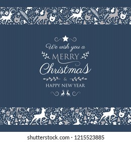 Concept of Christmas background with ornaments and wishes. Vector.