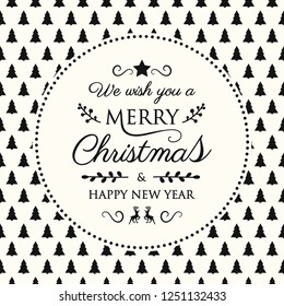 Concept of Christmas background with ornaments and wishes. Vector.