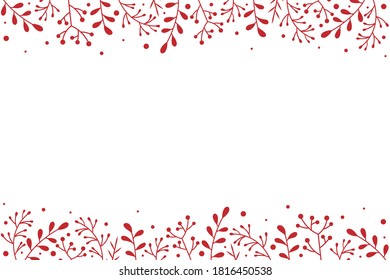 Concepto de tarjeta de Navidad con decoraciones y espacio de copias. Navidad con ramas de mistletoe. Vector  