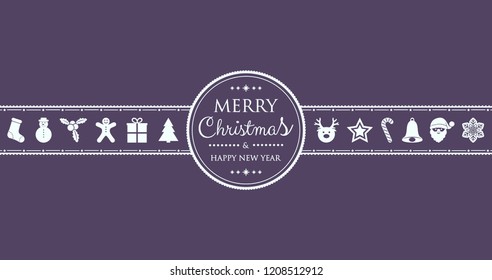 Concept of Christmas card with decorations. Vector.