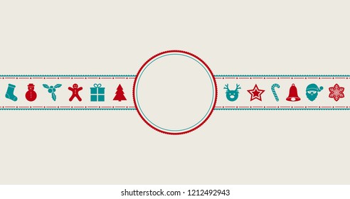 Concept of Christmas card with elements and copyspace. Vector. 