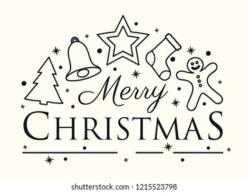 Concept of Christmas card with festive oraments. Vector. 