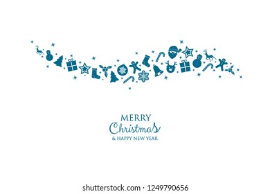 Concept of Christmas card with hand drawn ornaments. Vector.
