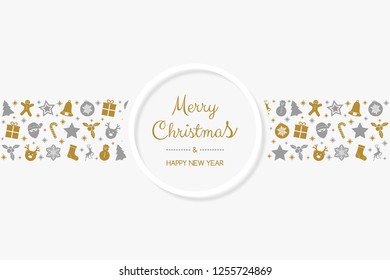 Concept of Christmas card with hand drawn ornaments. Vector.