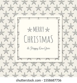 Concept of Christmas card with hand drawn snowflakes. Vector.