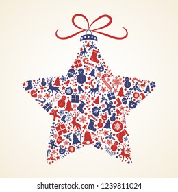 Concept of Christmas card with oraments. Vector.