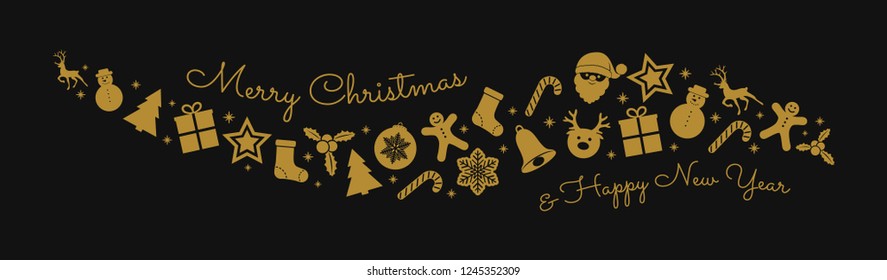 Concept of Christmas card with oraments. Vector.