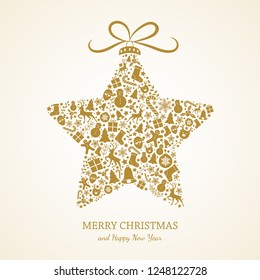 Concept of Christmas card with oraments. Vector.