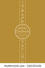 Concept of Christmas card with ornaments and greetings. Vector.