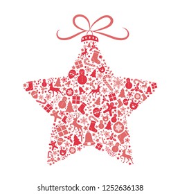 Concept of Christmas card with star. Vector.