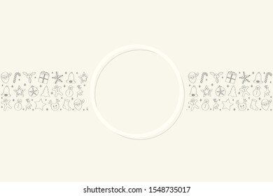Concept of Christmas card template with copyspace and ornaments. Vector.