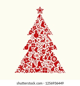 Concept of Christmas card with tree. Vector.