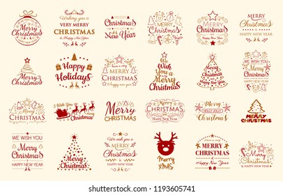 Concept of Christmas decorations with wishes. Vector.