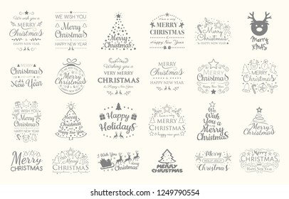 Concept of Christmas decorations with wishes. Vector.