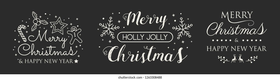 Concept of Christmas decorations with wishes. Vector.