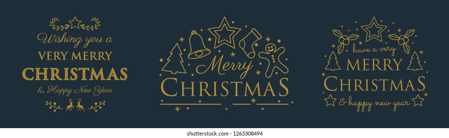 Concept of Christmas decorations with wishes. Vector.