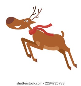 Weihnachtswildspringen Das süße und verspielte Weihnachtswild springt vor Freude in dieser lebendigen Vektorgrafik. Vektorgrafik.