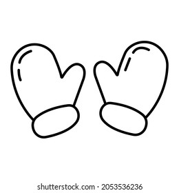 Concept christmas gloves icon outline style, happy new year and merry christmas flat vector illustration, isolated on white. Xmas holiday winter time.