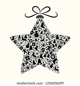 Concept of Christmas greeting card with beautiful bauble. Vector.