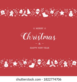 Concept of Christmas greeting card with decorations. Xmas background with wishes. Vector