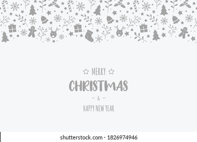 Concept of Christmas greeting card with decorations. Xmas background with wishes. Vector