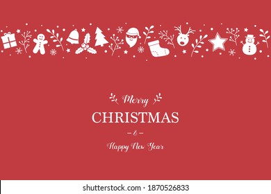 Concept of Christmas greeting card with decorations. Xmas background with wishes. Vector